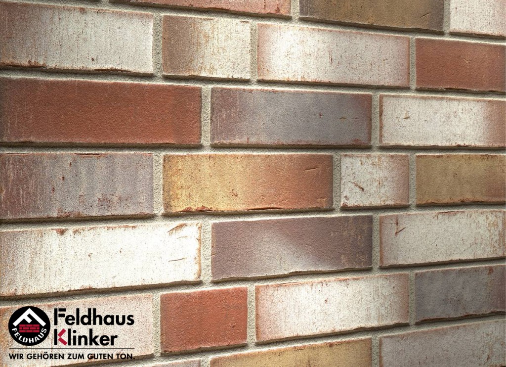 Фасадный клинкер ручной формовки R921NF14 vario ardor trecolora, Feldhaus Klinker (240х71х14) от €53.950