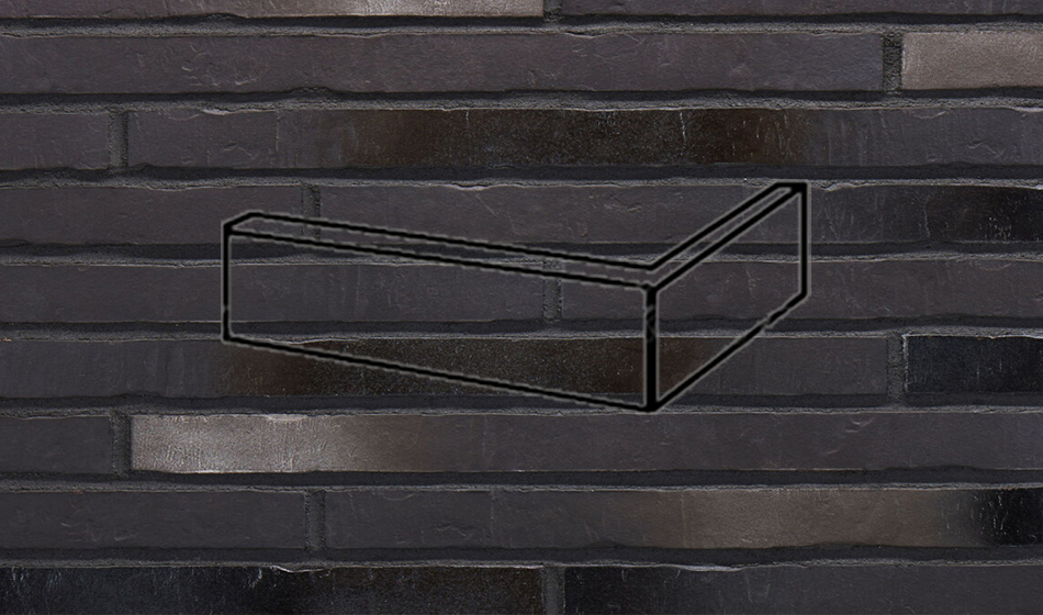 Клинкерный угловой элемент riegel 453 silber-schwarz 240x115x40x14 (7754), Stroeher для фасада